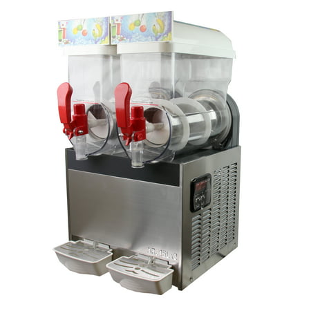 Slush Machine- Two 15L Tank Slushie Machine, Commercial Frozen Drink Machine, 110V and 60Hz, Good for Margaritas, Bars, Restaurants, and Parties, a U.S. Solid (Best Commercial Frozen Drink Machine)