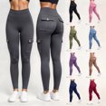 thumbnail image 5 of Jesvior Plus Size Women's High Waisted Cargo Yoga Leggings with Pockets Tummy Control Stretch Workout Leggings Running Athletic Gym Activewear, 5 of 9