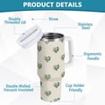 thumbnail image 4 of 40 oz Tumbler With Handle Stainless Steel Insulated Tumbler With Lid for Car Cup Holder Emerald Green Hearts Pattern, 4 of 9