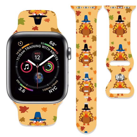 Correa De Pavo De Acción De Gracias Compatible Con Apple Watch Band 38 Mm, 40 Mm, 41 Mm, 42 Mm, 44 Mm, 45 Mm, 46 Mm, 49 Mm, Pulseras Deportivas De Silicona Suave Para Hombres Y Mujeres Para Iwatch Ult