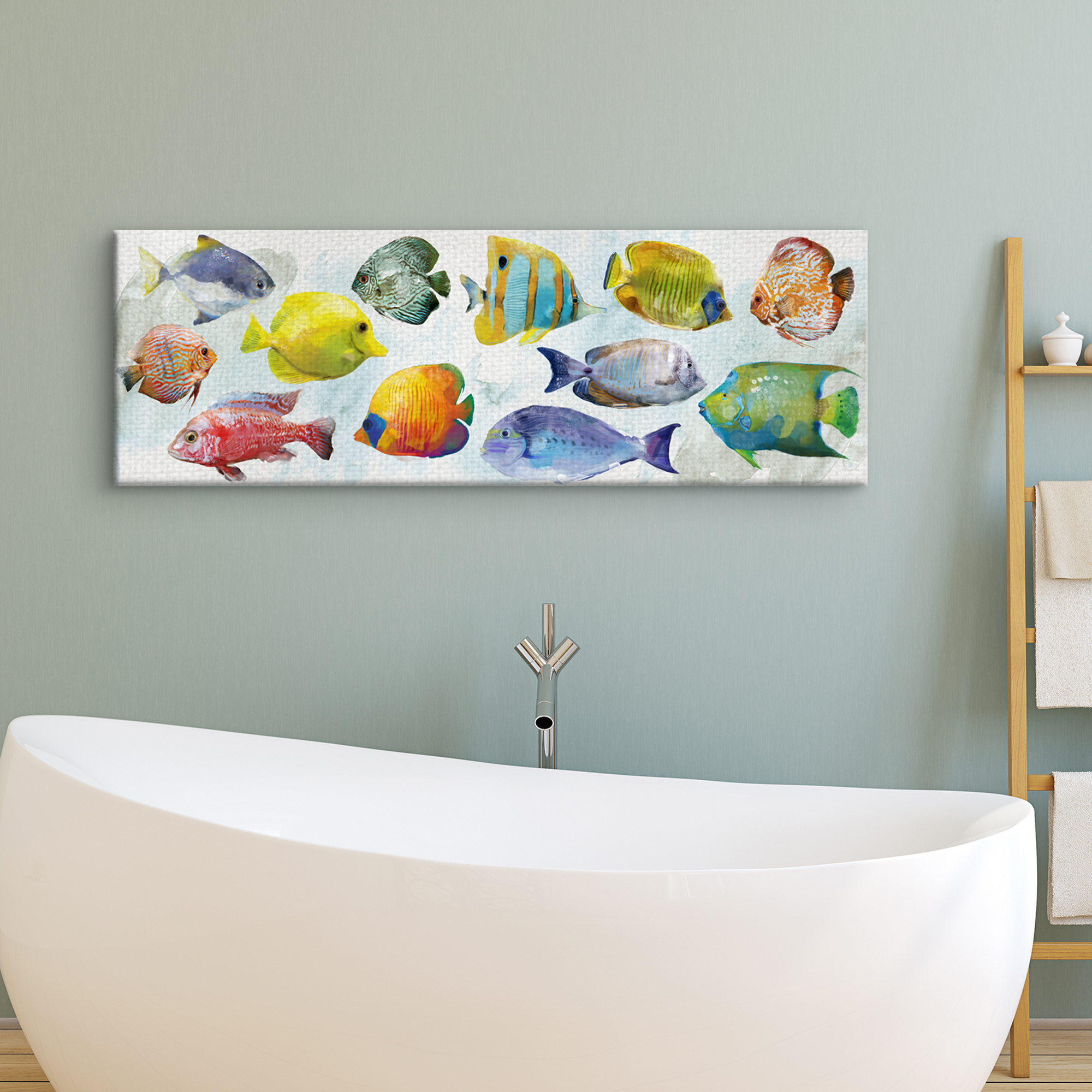 Fine Art Canvas Tropical Swim Fish Assortment by Studio Arts Canvas Art Print