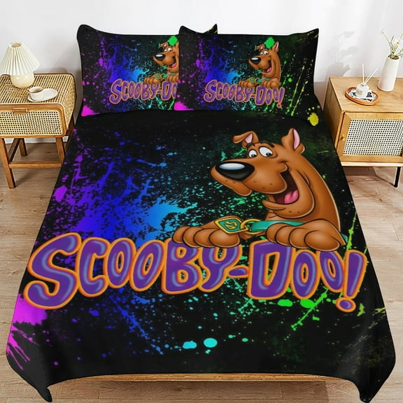 Scooby Doo 3 Pieces Bedding Set Double Sided Printing Soft Comforter Sets Decor Bedroom Gifts With 1 Duvet Cover 2 Pillowcases