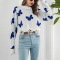 thumbnail image 2 of Herrnalise Women's Knitted Crop Tops Ladies Fashion Hole Butterfly Autumn And Winter Long Sleeve Knit Sweater Short Top Women Pullover Jumper Sweaters, 2 of 6