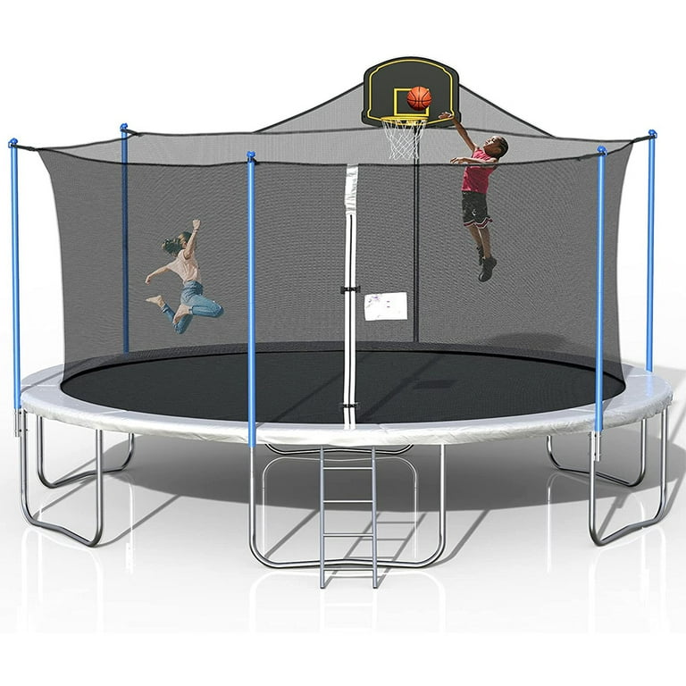 Clearance trampoline top with enclosure