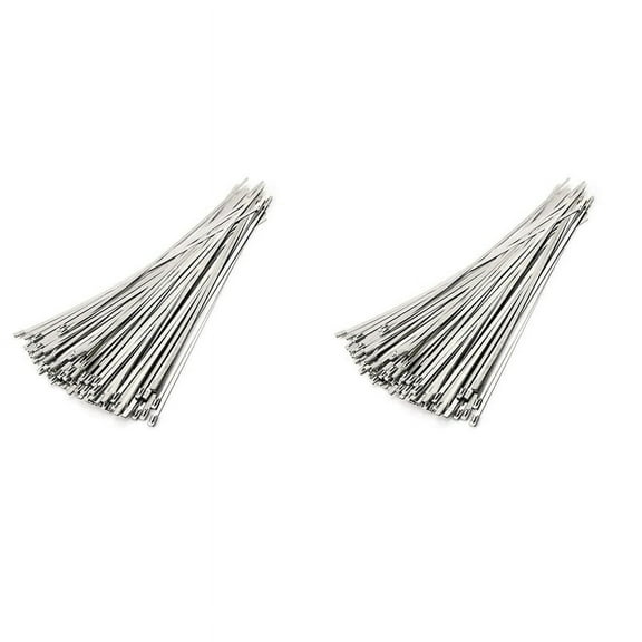 Stainless Steel Cable Ties, 200 Pcs 7.9 Inches Heavy Duty Self-Locking Zip Metal Exhaust Wrap Locking Ties