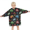 thumbnail image 3 of Multicolor Controllers Games Icons Black Pattern Blanket Hoodies for Kids 6-13YR Oversize Wearable Blanket Hoodies for Boys Girls Teens, 3 of 7