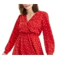 thumbnail image 2 of MAISON JULES Womens Red Polka Dot Long Sleeve Mini Fit + Flare Dress Size: M, 2 of 3