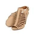 thumbnail image 4 of Delicious BK59 Women Leatherette Peep Toe Strappy Caged Chucky Heel Ankle Bootie Sandal, 4 of 5