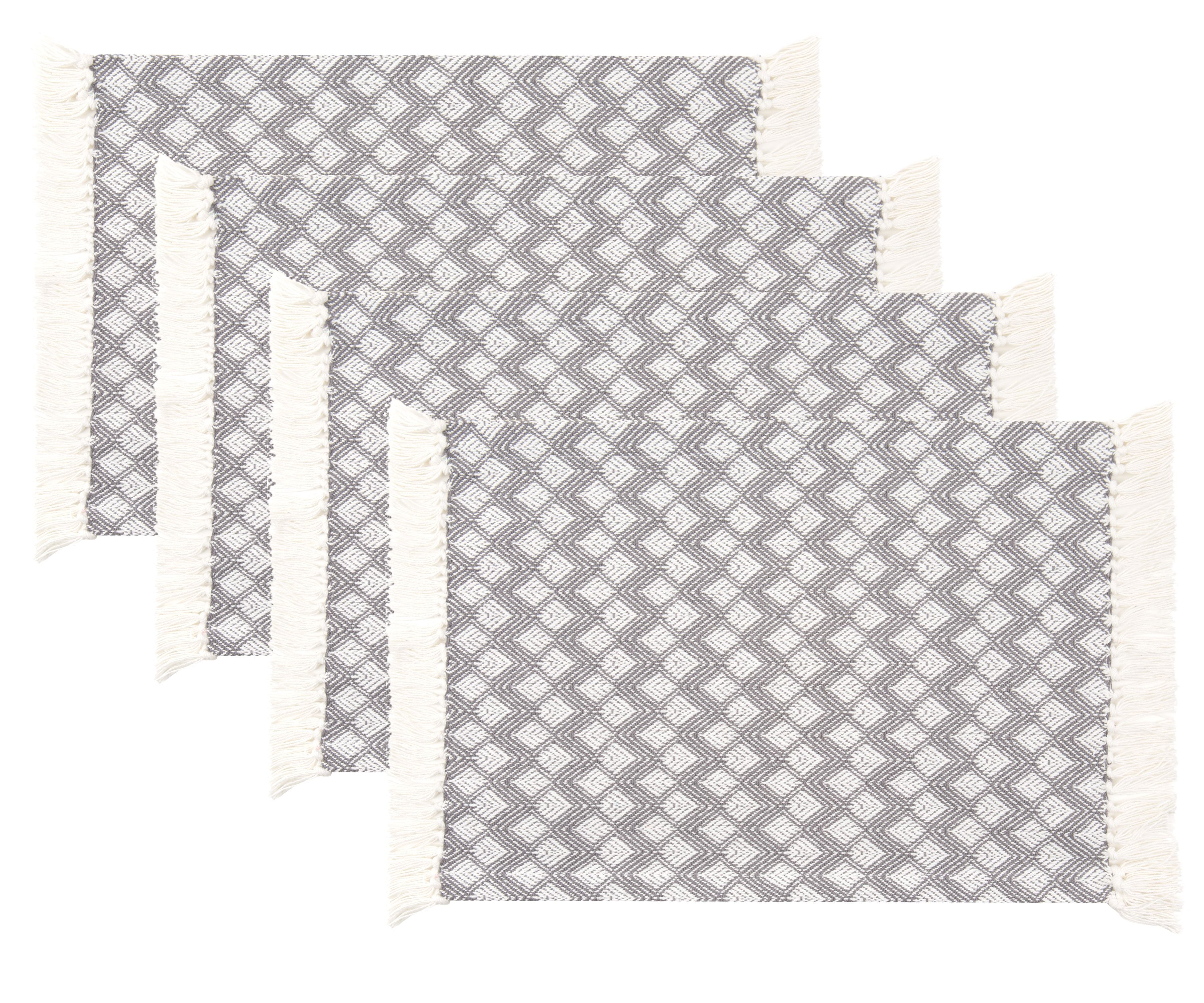 Sticky Toffee Cotton Woven Placemat Set With Fringe Scalloped Diamond 4 Pack Gray 14 In X 19 In Walmart Com Walmart Com