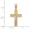 thumbnail image 4 of Finest Gold 14K Yellow Gold Two-Tone Diamond-Cut Small Block Filigree Crucifix Pendant, 4 of 7