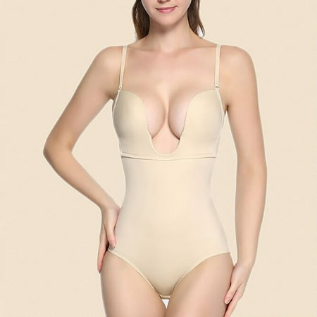 Rigardu Shapewear for Women Invishaper Halft Backbody Shaper Bra Plus Size Backless Built in Bra Shapewear Beige + M
