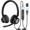 thumbnail image 7 of New bee Wired Headset with Microphone, Noise Cancelling Mic 135° Rotatable, USB/Type-C/3.5mm for PC/Phone/Tablet, Adjustable Headband with Scale, for Online Meeting/Study/Gaming, 7 of 7