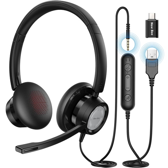 Auriculares USB con micrófono para ordenador New bee H362
