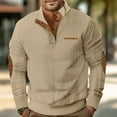 thumbnail image 2 of Mens Henley Long Sleeve Corduroy Sweatshirt Casual Elbow Patches Neck Button Pullover Sweater, 2 of 7
