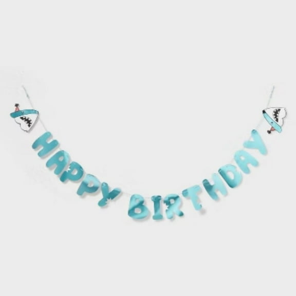"Happy Birthday" Shark Banner Teal - Spritz