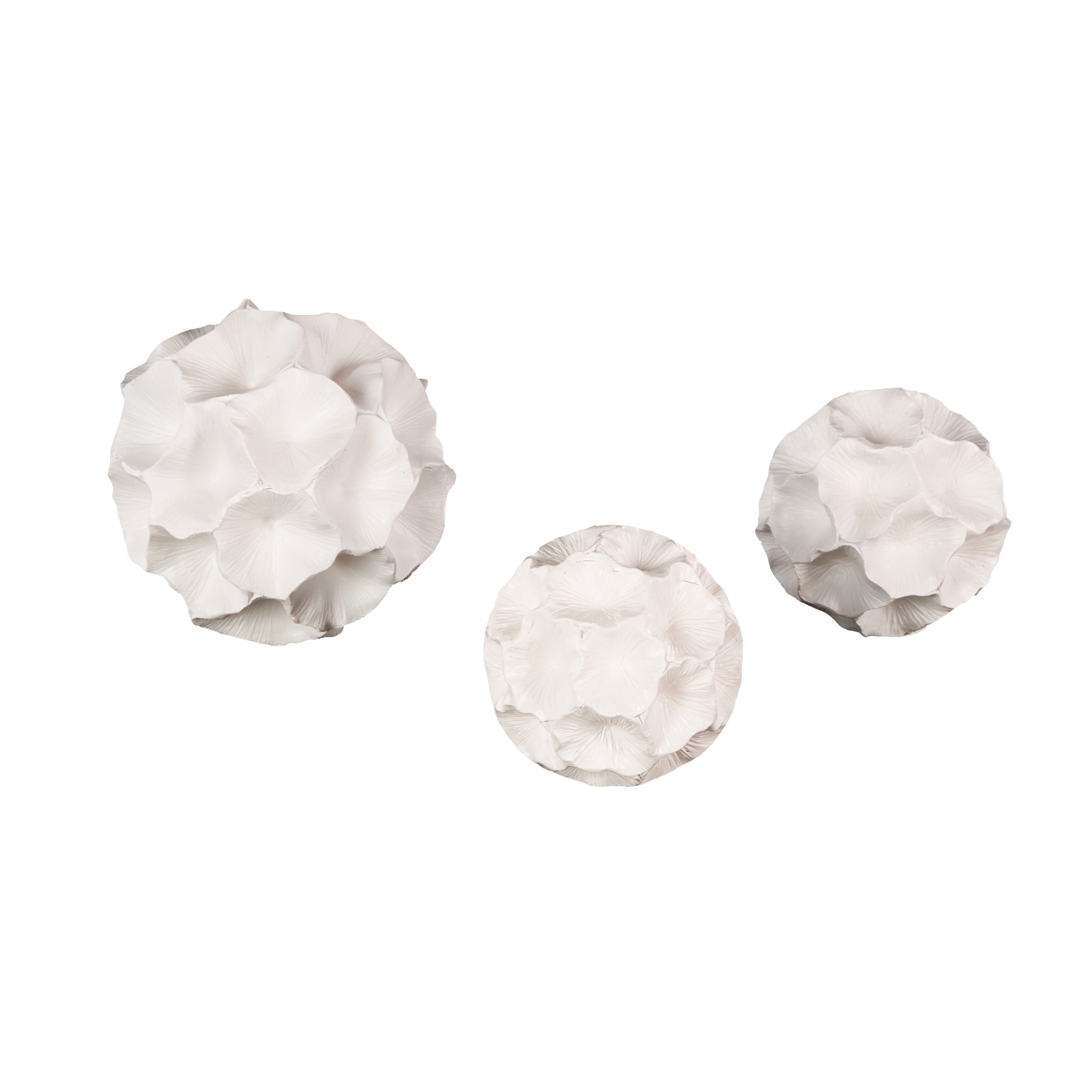 DecMode White 6" Floral Resin Orbs & Vase Filler with Varying Sizes (3 Count)