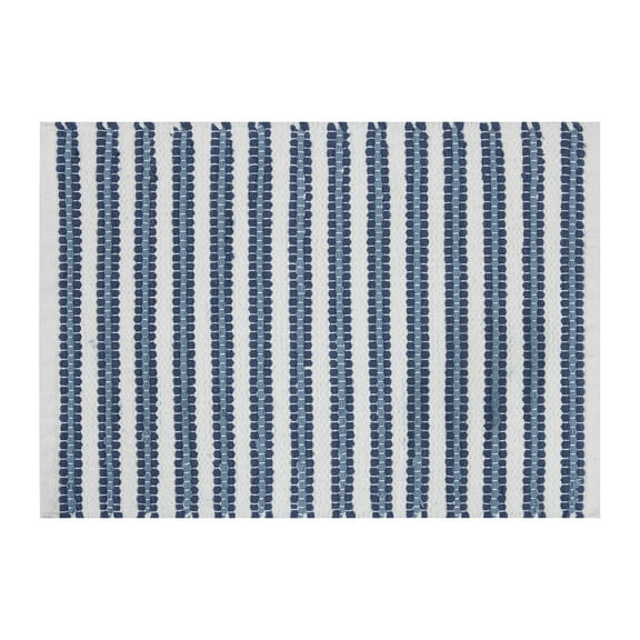 Mainstays Performance Handwoven Cotton Bath Rug, Blue Linen, 17" x 24"