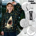 thumbnail image 5 of Uorisanigo Shark Print Quarter Zip Pullover Sweatshirts for Teen Girls, Casual Long Sleeve Pullover Crop Tops, Loose Cropped Hoodies Shirts for Vacation Shopping Exercise Wear, 5 of 6