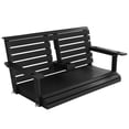 thumbnail image 6 of Poly Lumber 2-Seat Porch Swing, HIPS 4.5-Feet Bench Swing with Foldable Cup Holders,18/8 Stainless Steel Hardware, High Backrest and Deep Contoured Seat (Carbon Black, 4.5-feet), 6 of 6