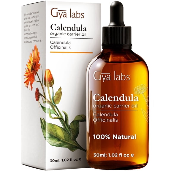 Gya Lab Organic Calendula Oil Organic for Skin - Natural Calendula Carrier Oil for Face - Pure Organic Calendula Oils for Hair, Body Lotions, Soaps & Moisturizer (30ml)