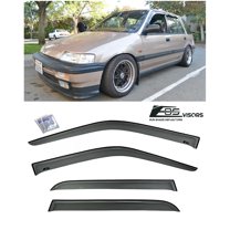 For 1988-1991 Honda Civic 5Dr Wagon | EOS Visors JDM Tape On Style Smoke Tinted Side Window Vent Visors Rain Guard Deflectors