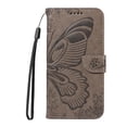 thumbnail image 2 of SaniMore Wallet Case for Samsung Galaxy A23, PU Leather Embossed Butterfly Flip Folio Cover Card Holder [Kickstand][Wrist Strap] All Arpund Protective Shockproof Shell, Grey, 2 of 18