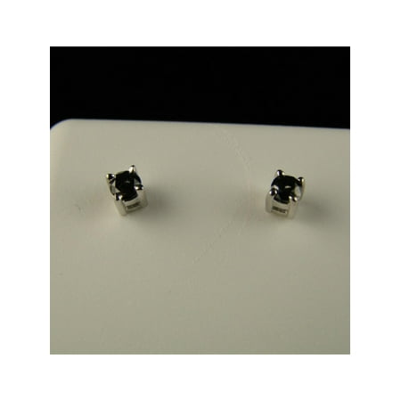 14k Wg Diamond Solitaire - Round Stud Earrings Black Diamond Solitaire 14K WG