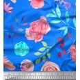thumbnail image 1 of Soimoi Blue Cotton Cambric Fabric Leaves & Floral Print Fabric by The Yard 42 Inch Wide, 1 of 1