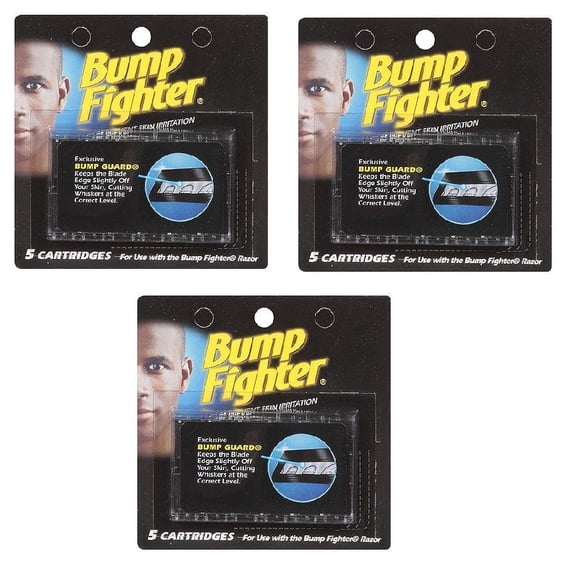 Bump Fighter Refill Cartridge Blades 5 Ct Each (3 Packs) + Schick Slim Twin ST for Dry Skin