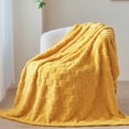 thumbnail image 4 of Super Soft Twin Blanket Mustard Yellow Premium Silky Flannel Fleece 3D Checkered Lightweight Bed Blanket All Season Use (Mustard Yellow Checkered, Twin(60"x80")), 4 of 5