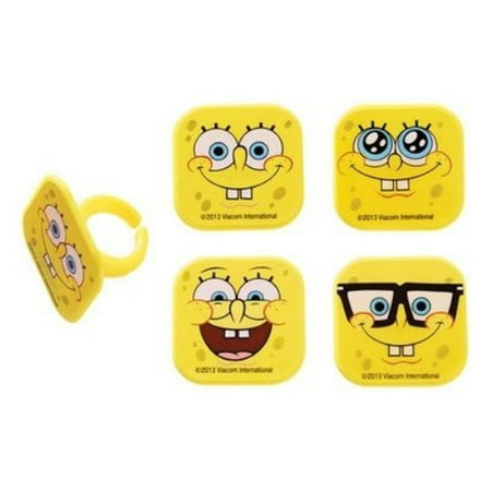 Spongebob Squarepants Mood Faces Cupcake Rings - 24 Rings