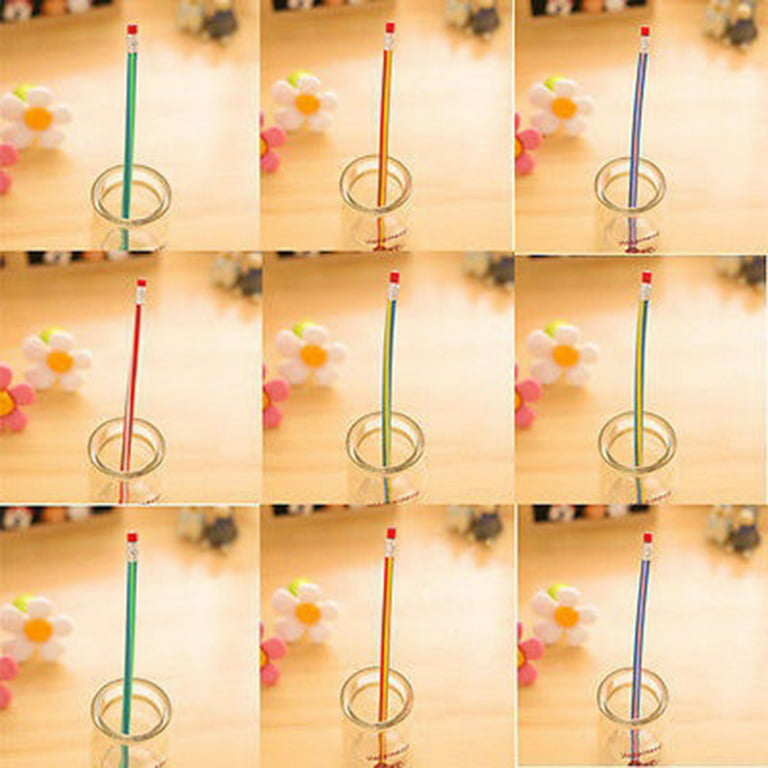 Yesbay 5 Pcs Colorful Magic Bendy Flexible Soft Pencils Pen with Eraser Kids Study Gift-Random, Size: 18