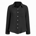 thumbnail image 6 of Kaprioy Long Sleeve Shirts for Womens Button Down Shirts Long Sleeve Tops Casual Collared Blouses Loose Fit Fall Clothes Women Solid Color Lapel Long Sleeve Shirts Casual Tops With Pockets, 6 of 8