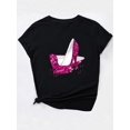 thumbnail image 2 of Women's Fashion Glittering Rhinestone High Heel Print T-Shirt, Casual Style, Round Neck Short Sleeve Top - Sparkly And Stylish, 2 of 7