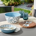 thumbnail image 4 of Better Homes & Gardens 4-Piece Bamboo Melamine Salad Serving Bowl and Utensil Set with Acacia Wood Lid, Blue, 4 of 20
