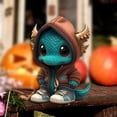 thumbnail image 2 of Estatua de dinosaurio de Halloween, escultura de jardín, decoración de figuras de animales para dormitorio, exterior, mesa de centro, escritorio Naranja, 2 of 8