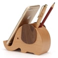 thumbnail image 3 of Portalápices de madera para decoración de escritorio, organizador de escritorio con soporte para teléfono móvil (estilo de un solo orificio), 3 of 5