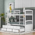 thumbnail image 2 of Tcbosik Twin Over Twin Wood Bunk Bed With Trundle And Drawers,White, 2 of 9