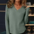 thumbnail image 2 of MESSUEN Lightweight Sweaters for Women Baggy Sweater V Neck Sweaters for Women Womens Winter Sweater Womens Fall Sweaters Womens Sweater Long Sleeve Shirt Green L, 2 of 4