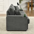 thumbnail image 4 of L-Shaped Couch Modern 4 seats Sofa Chair with Storage, with Ottoman, Deep Seat Sofa with Cup Holders & Phone Holder , Grey Corduroy Couch, 4 of 5