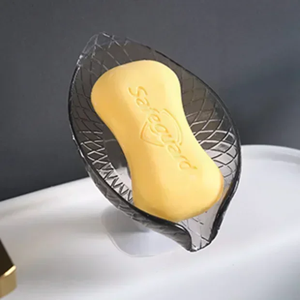 Soporte de jabón de drenaje, caja de jabón de hojas, bandeja con ventosa, estante de secado para esponja de ducha, contenedor, accesorios de baño para el hogar