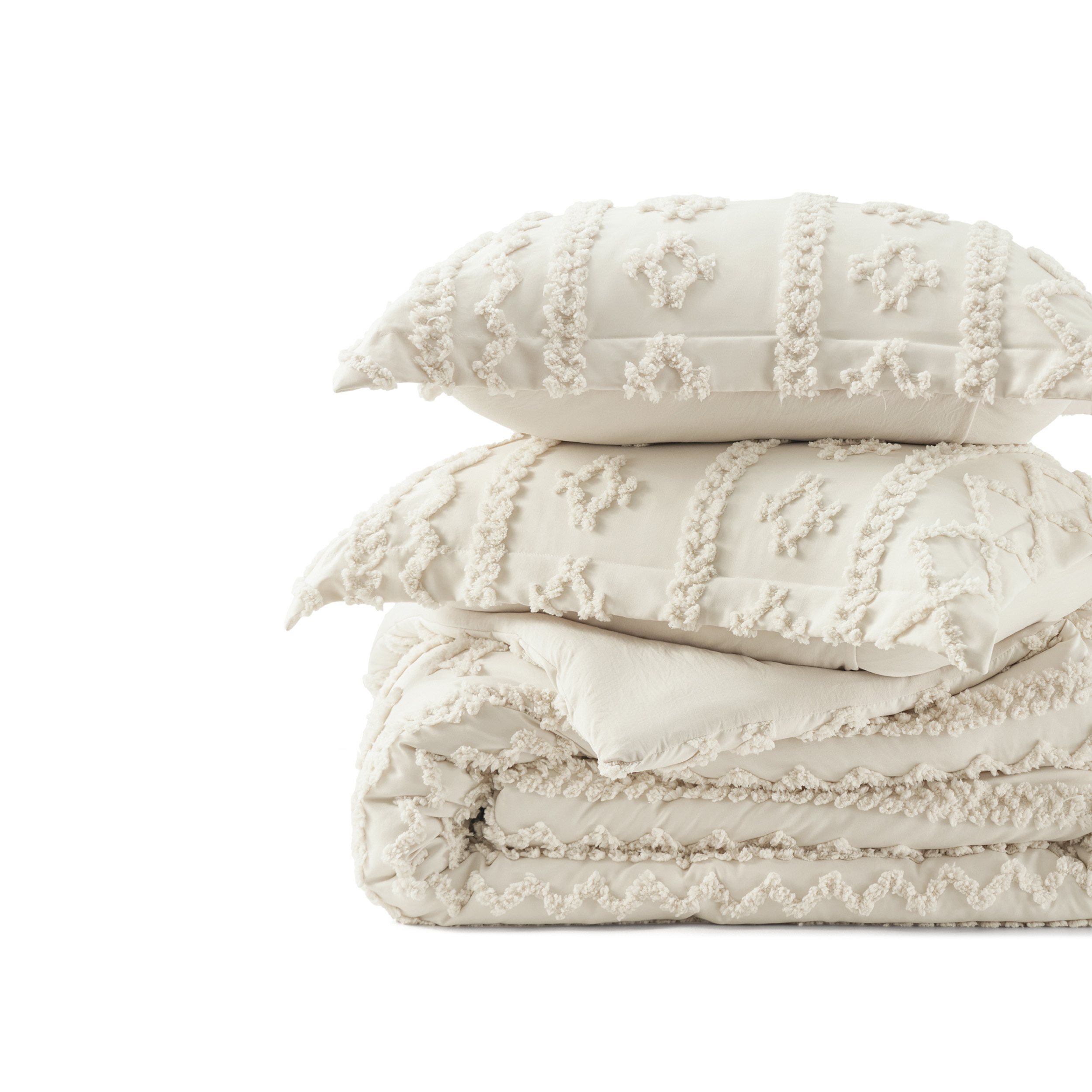 U by Bedsure Tufted Boho Comforter Set, Queen, Beige, 3-Piece photo 8