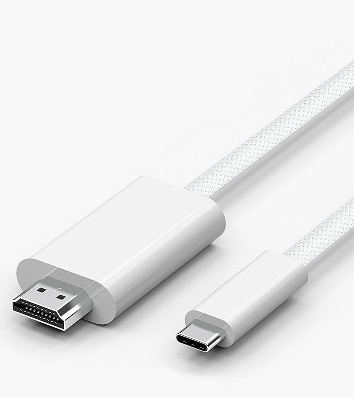 Apple USB-C to HDMI 4K@60Hz Nylon Braided Cable for iPhone 15 MacBook Pro Air iPad Pro, USB 3.1 Type C Digital AV HDMI 2.0 Cord Compatible with Samsung Galaxy S23, Pixelbook, XPS More (White, 6 Feet)