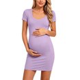 thumbnail image 2 of QSAWXQZ Women's Maternity Dress Crew Neck Short Sleeve Bodycon Mini Dress for Summer 3XL, 2 of 7