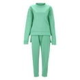 thumbnail image 3 of Prolriy Sweatsuits Women 2 Piece Outfit Women's Solid Color Hoodless Sports Sweatshirt Set Two Top Pants Casaul Two Piece Sets for Women Mint Green S, 3 of 3