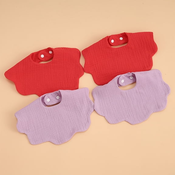 4pcs Kids Flower-Shaped Bibs Soft Absorbent Breathable Muslin Cotton Drool Cloths