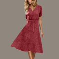 thumbnail image 1 of Amzcrzy Robes pour Femmes Robes d'Été pour Femmes Robes pour Femmes Mode Femmes Été-Col Bandage Imprimé Décontracté Manches Courtes Robes Grande Taille Robes pour Femmes aux Formes Robe d'Été, 1 of 9