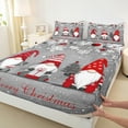 thumbnail image 3 of Homewish Cute Cartoon Gnome Queen Sheet Sets,Merry Christmas Flat Sheet,Gray White Red Queen Fitted Sheet For Girls Boys,Luxury Bedroom Decor,4 Pieces, 3 of 7