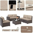 thumbnail image 6 of Kullavik Patio Furniture Set Sofa 6-Piece Wicker PE Rattan Sectional Sofa Set, Outdoor Furniture Patio Conversation Sofa Set with Glass Coffee Table, Sand, 6 of 6