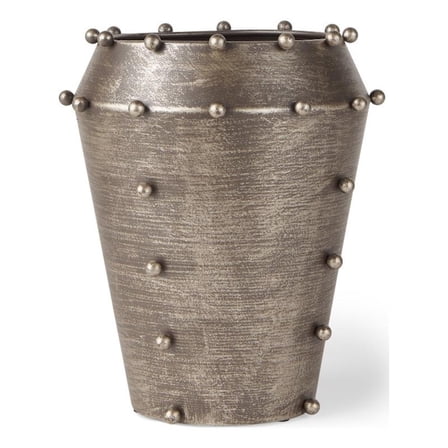 Mercana Elio 9.1H Small Champagne Metal W/Studs Vase in Sage